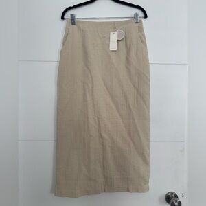 Grade & Gather textured midi skirt NEW Ecru back slit